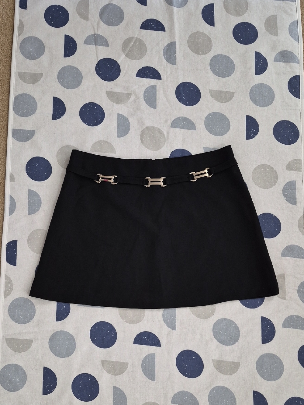Suzy Phillips Vintage 90s Black Mini Skirt with Decorative Metal Accents Size 7